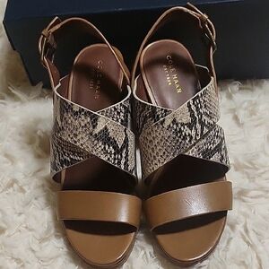 Cole Haan Women's Brown and Snake Print Sandals